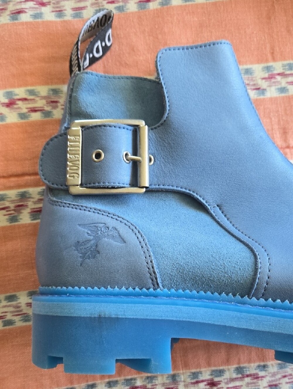 John Fluevog No. 30 Buckled Angel Boots In Blue - Picture 2 of 9
